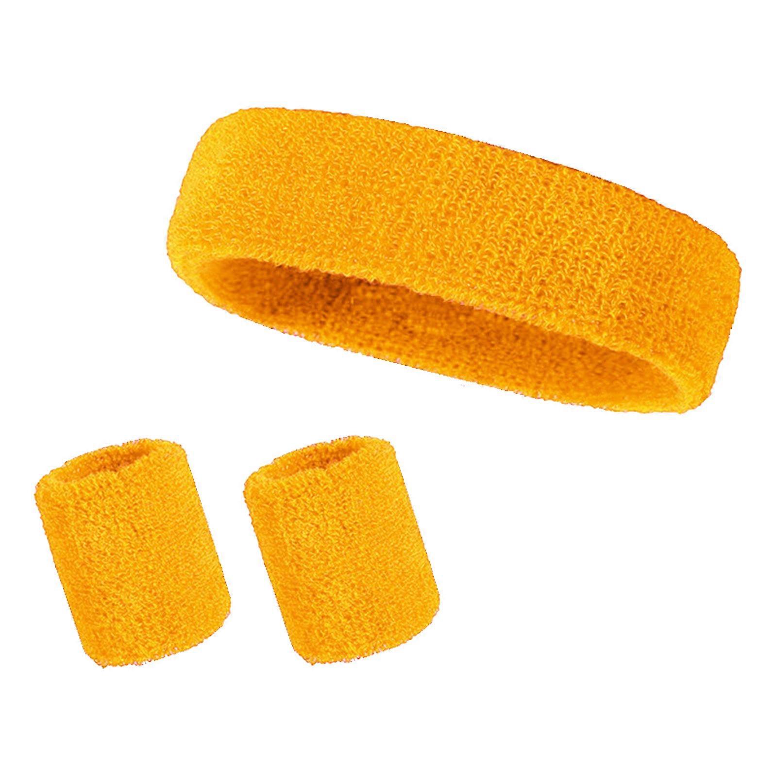 Wrist Brace Wrist Wrap Colorful Running Headband Wrist Support Brace Elastics Support Strap Breathable Wristbands Sets Yellow
