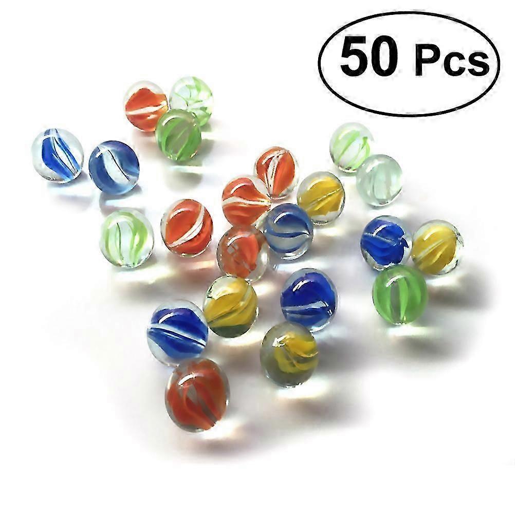 50pcs 14-16MMキャッツアイグラスビー玉子供用カラフルパターンビーズ