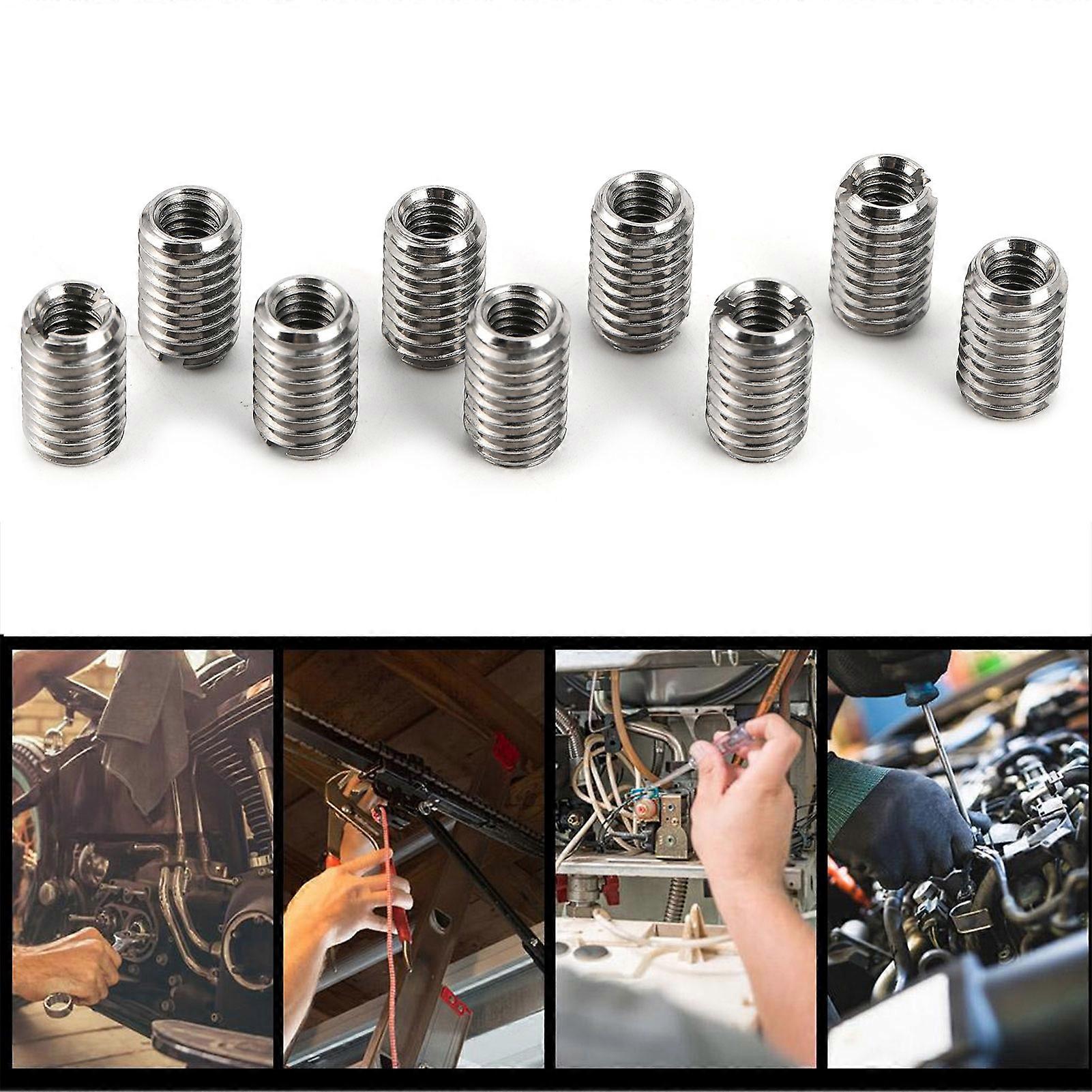 Risegun Thread Repair Tool Thread Repair Insert Nutsert, 10pcs M4x0.7 Female to M6x1.0 Male, 303 Stainless Steel Thread Repair Tool for Computers