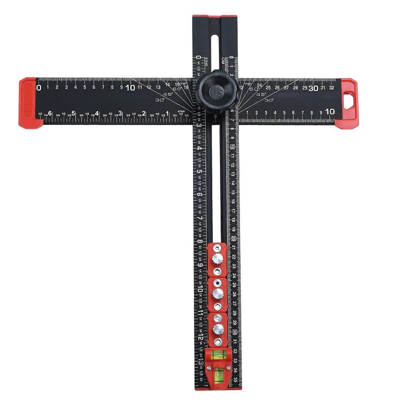 Professional Multifunctional Drilling Positioning Ruler for Precision Hole Punching Measure and Marking 14"/35cm