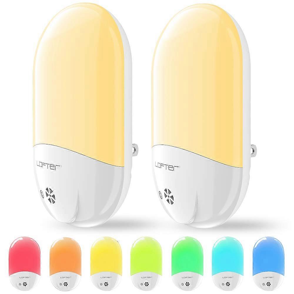 2 Pack Compact RGB Color Changeable LED Night Light for Baby Room, Soft Glow, USB Rechargeable, Adjustable Brightness