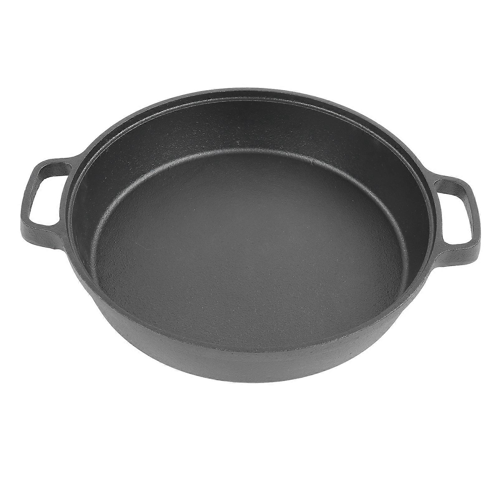 Cast Iron Pot Dual Loop Handle 25cm Uncoated Dutch Oven Flat Bottom for Soup Stew