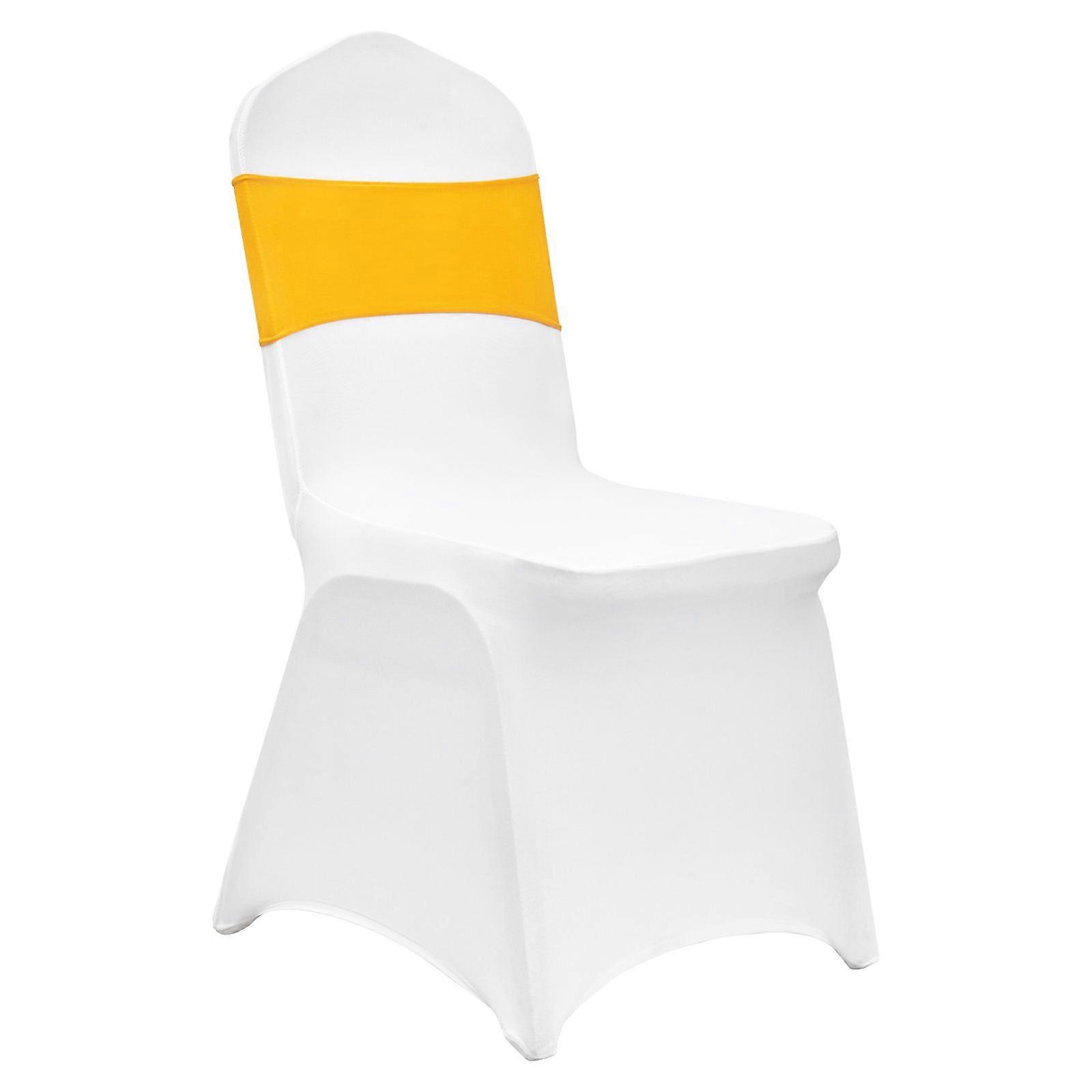 Capas de cadeira dobráveis Stretch Spandex, Capa de cadeira universal com saques para cadeiras, removível (30 Set Gold & White)