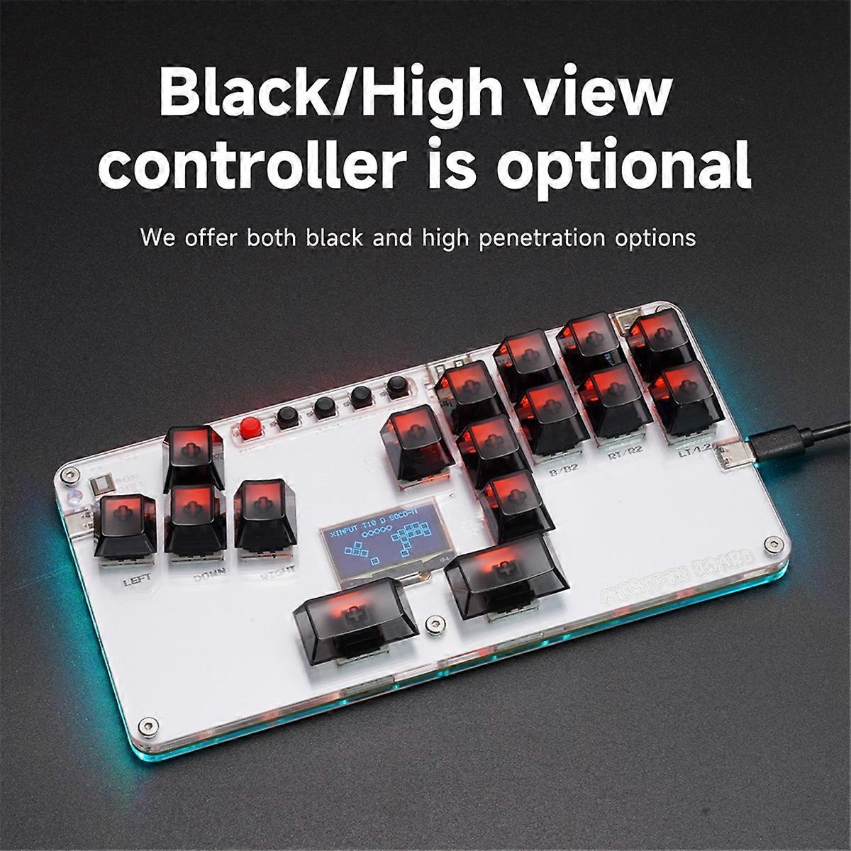 MustFun Controller Mini Leverless Arcade Stick Controller voor PC///Switch en Fightstick Arcade Games Wit