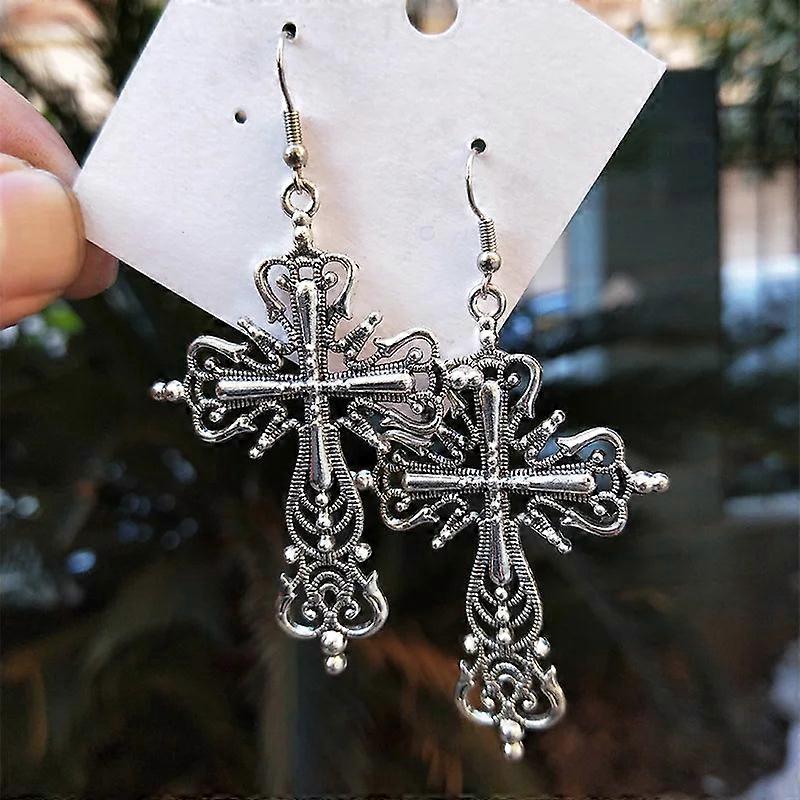 Ancient Silver Handcuff Blade Gun Drop Earrings Punk Gothic Metal Jewelry