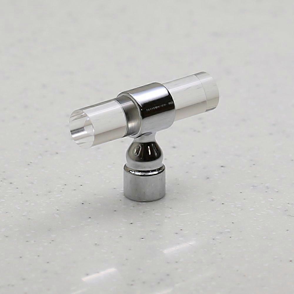 Lucite on Polished Chrome - Knob 2.2' x 0.66' Face - Clear Acrylic Cabinet Handle Furniture Door(10 Pack)