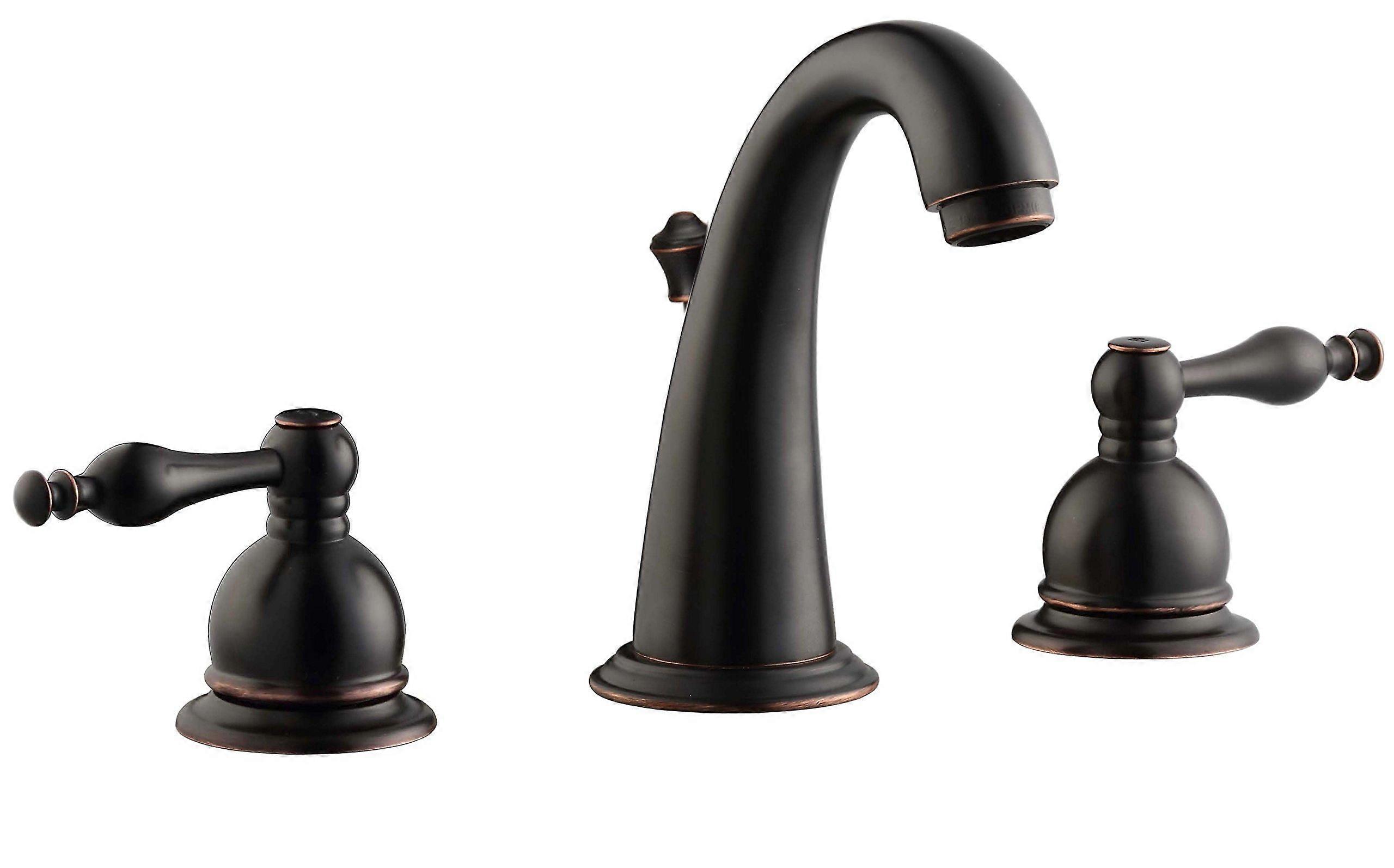 Oil Rubberized Bronze Widespread Bathroom Faucet, 8 Inch, Double Handle, 3-Hole Basin, Pop-Up Drain, Model F9305ORB