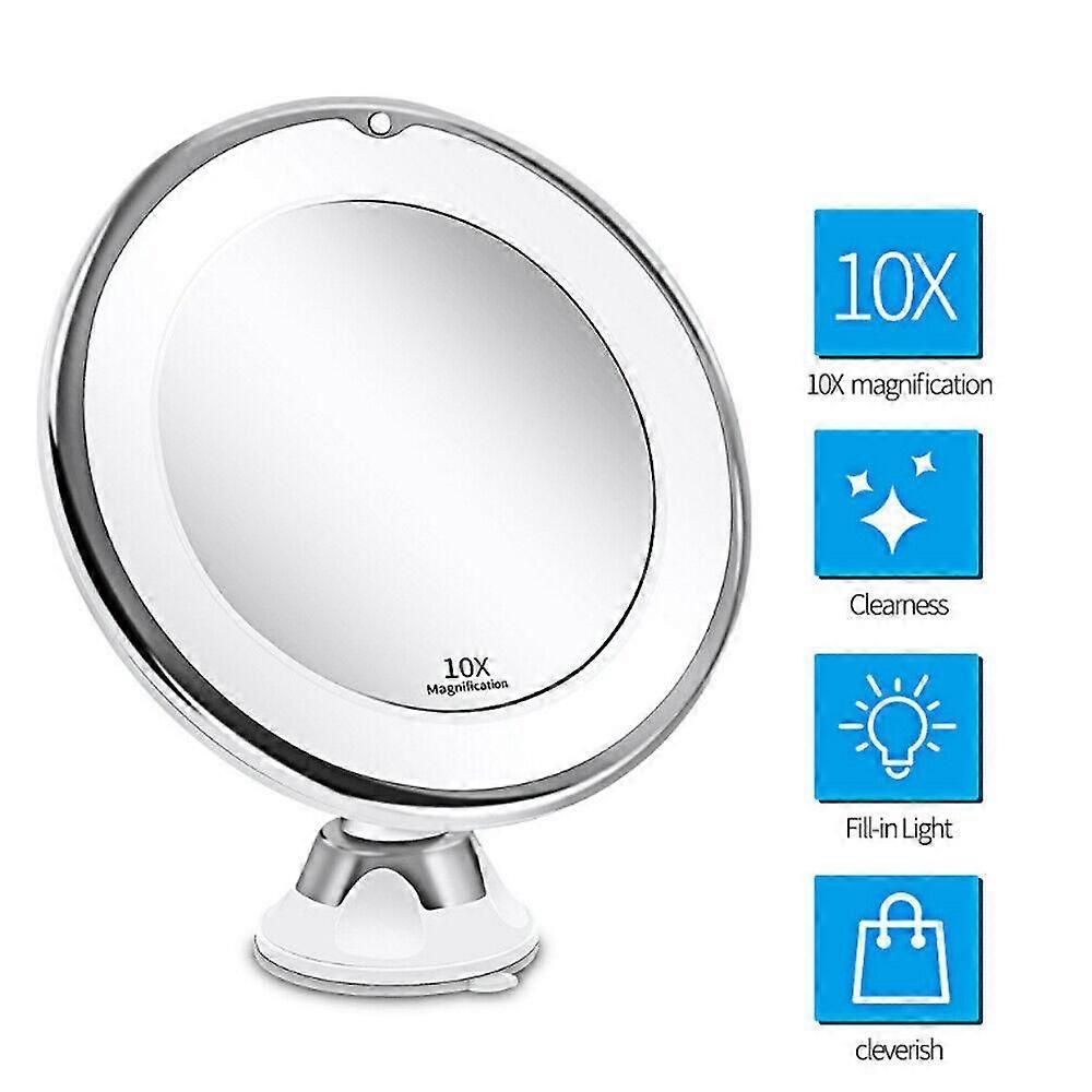 HJyang 10X Magnifying Mirror With LED Lights Make Up Shaving Illuminated Cosmetic FFK