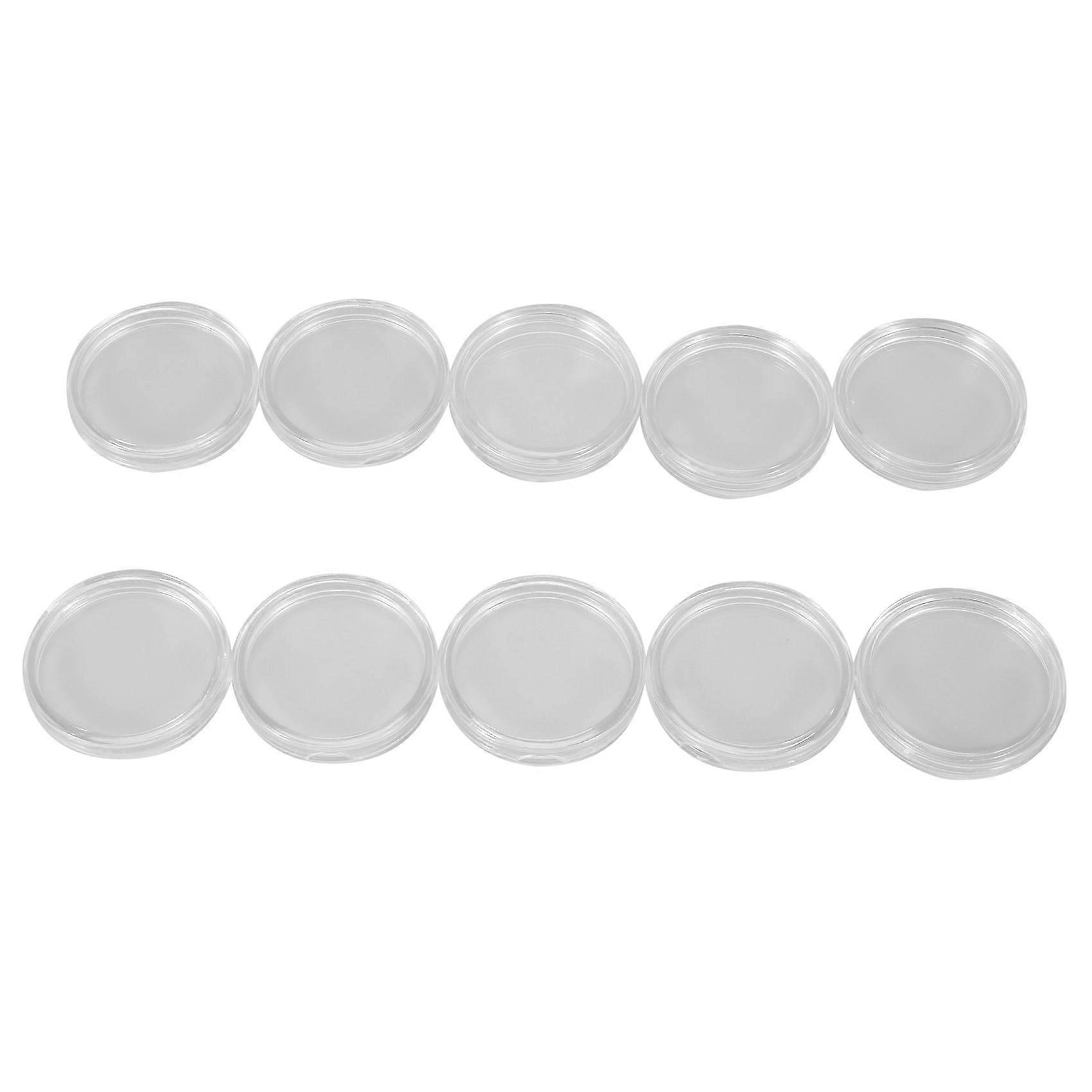 10 pcs Small round transparent plastic coin capsules box 33mm