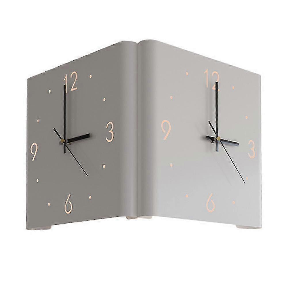 Square Wall Clock Folded Corner Wall Hanging Clock Chic Arc Silent Clock with Light for Living Room