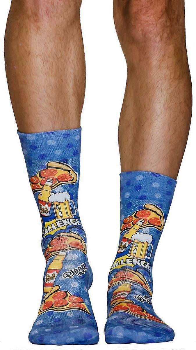Wigglesteps Pizza Challenge Socks - Blue/Orange/Red