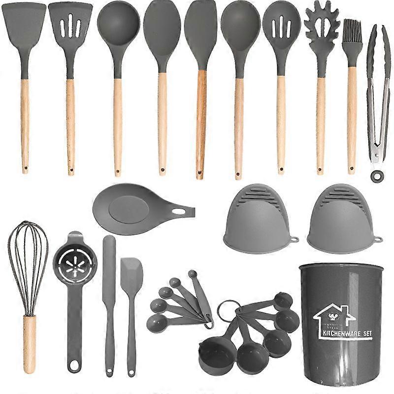 28pcs Kitchen Utensils Silicone Heat Resistant Cookware grey