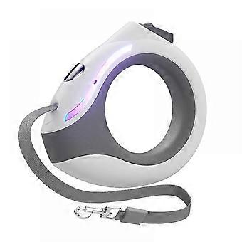 Einziehbare Hundeleine, Hundeführeine mit LED-Licht Freisprechleine 360 Tangle Free Zugseil für kleine mittlere Hunde bis 80Kg-weiß