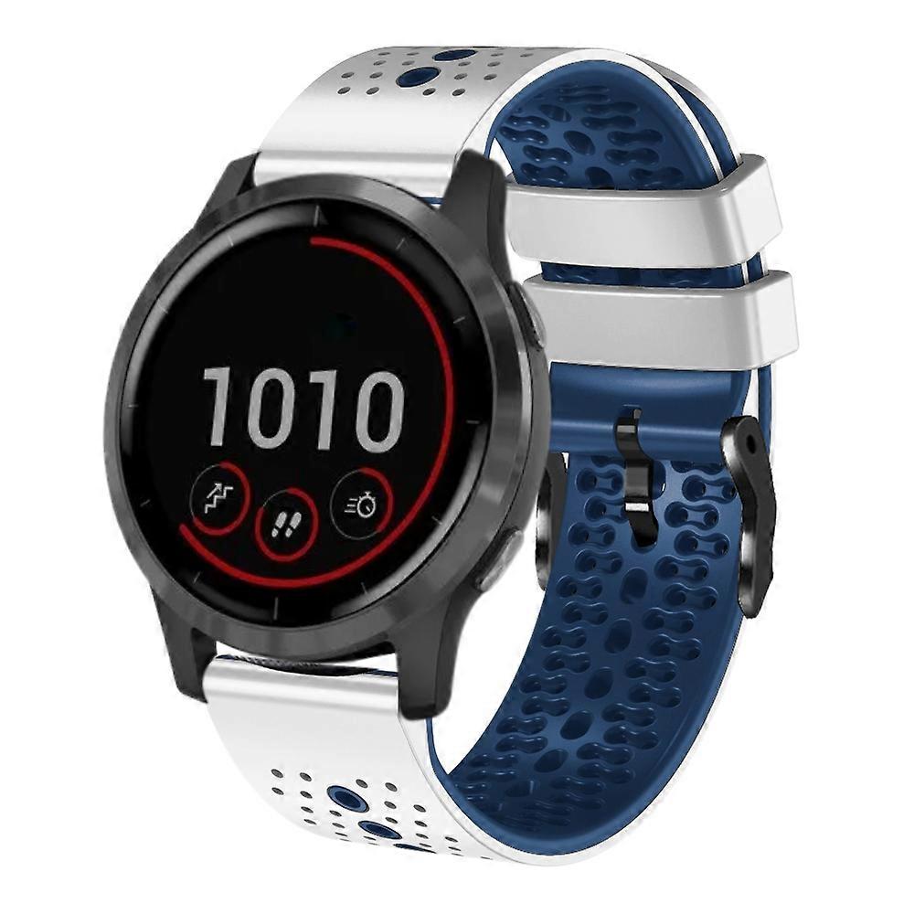 For Garmin vivoactive 4 22mm Perforated Two-Color Silicone Watch Band
