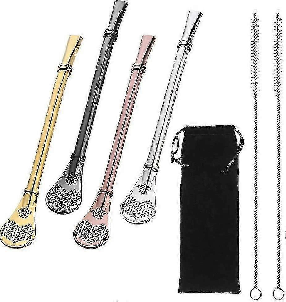 Edelstahl Strohhalm Löffel Löffel Strohhalm Filter Infuser Strohhalme Wiederverwendbarer Löffel Glück