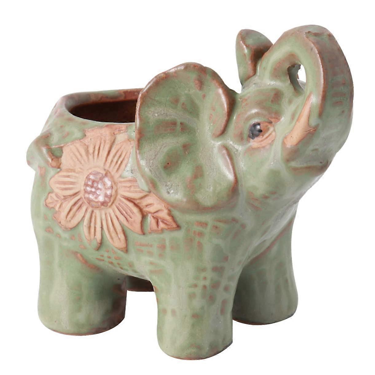 Calf Elephant Succulent Flowerpot Decorative Elephant Planter for Desktop Adornment