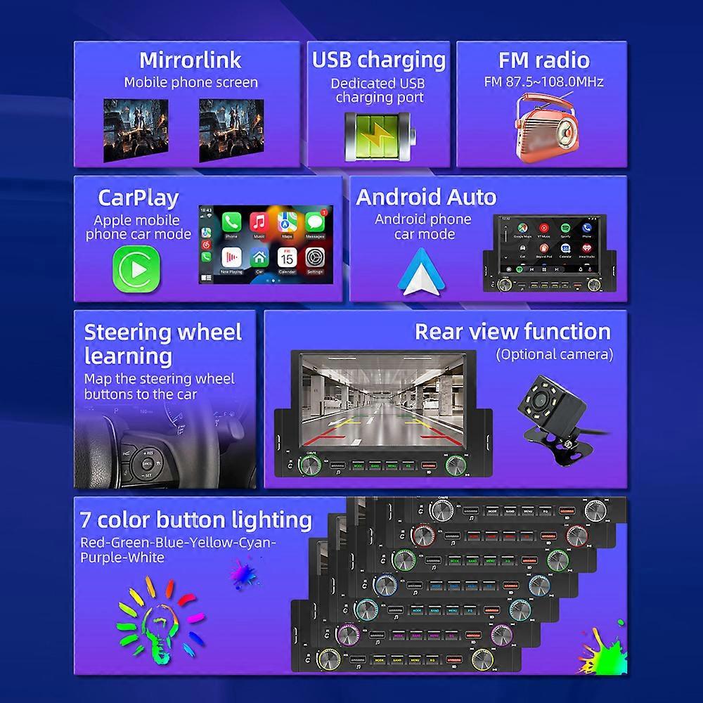 6.2in Car BT MP5 Player Multifunctional Car o and Video Auto Multi-media Player Radio Receiver