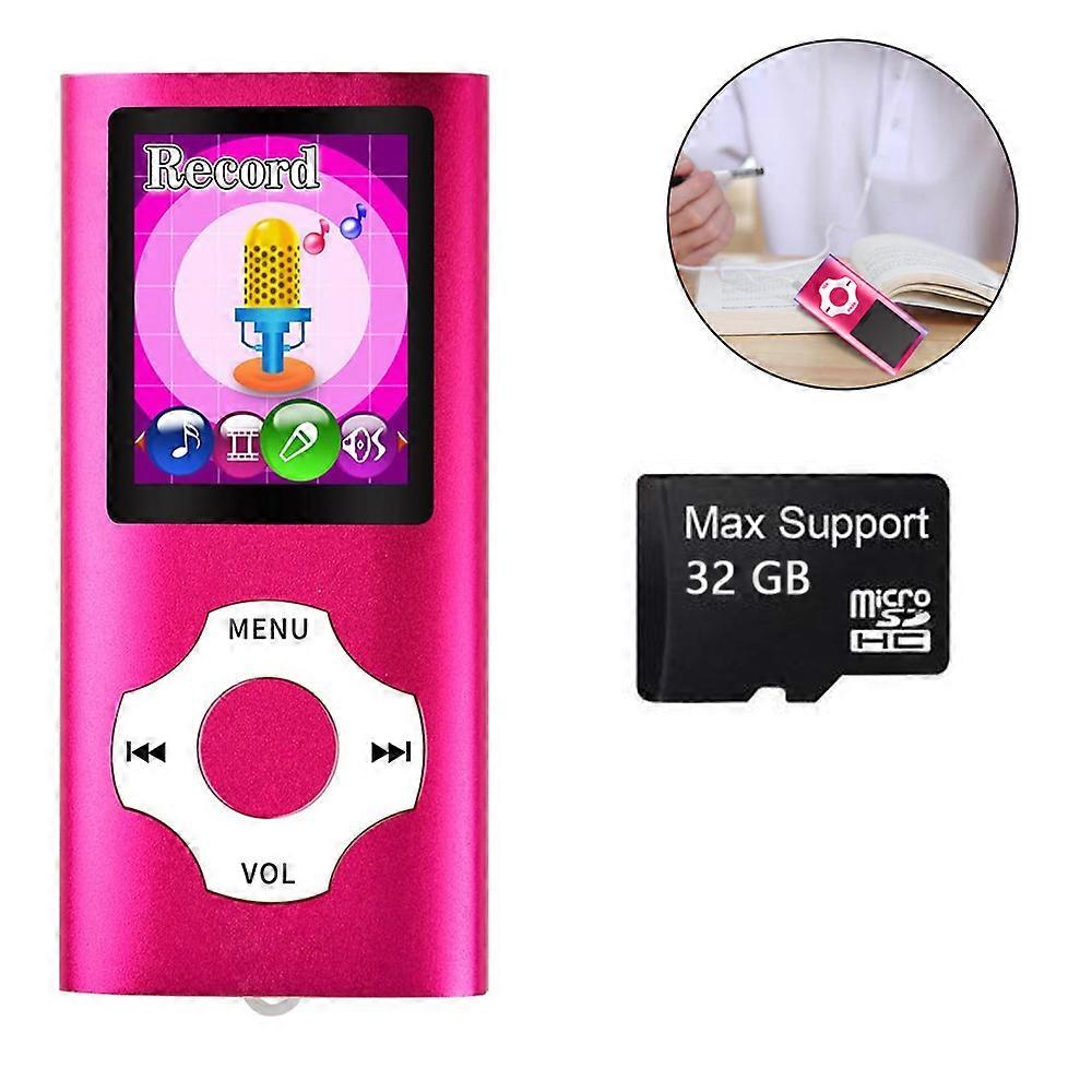 Mp3 Player Music Player With 32Gb Memory Card Portable Digital Music Player/Video/Voice Recorder/Fm Radio/E-Book Reader/Photo Viewer-Pink