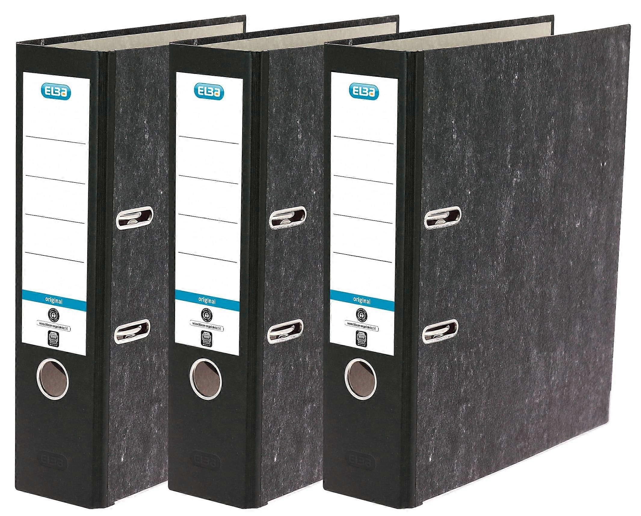 Smart Original Cloud Marble A4 Folder 8cm Wide Black Pack of 3 Durable Document Storage Solutions