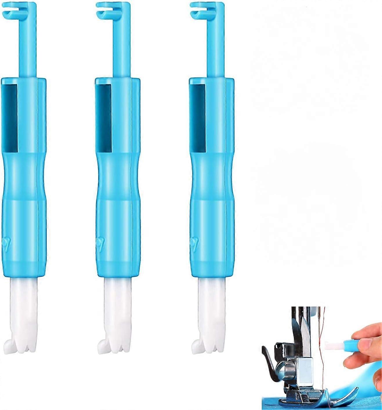 3 Pieces Sewing Machine Needle Threader, Automatic Threader, Fixed Needle Threading Aid Insert (Blue)