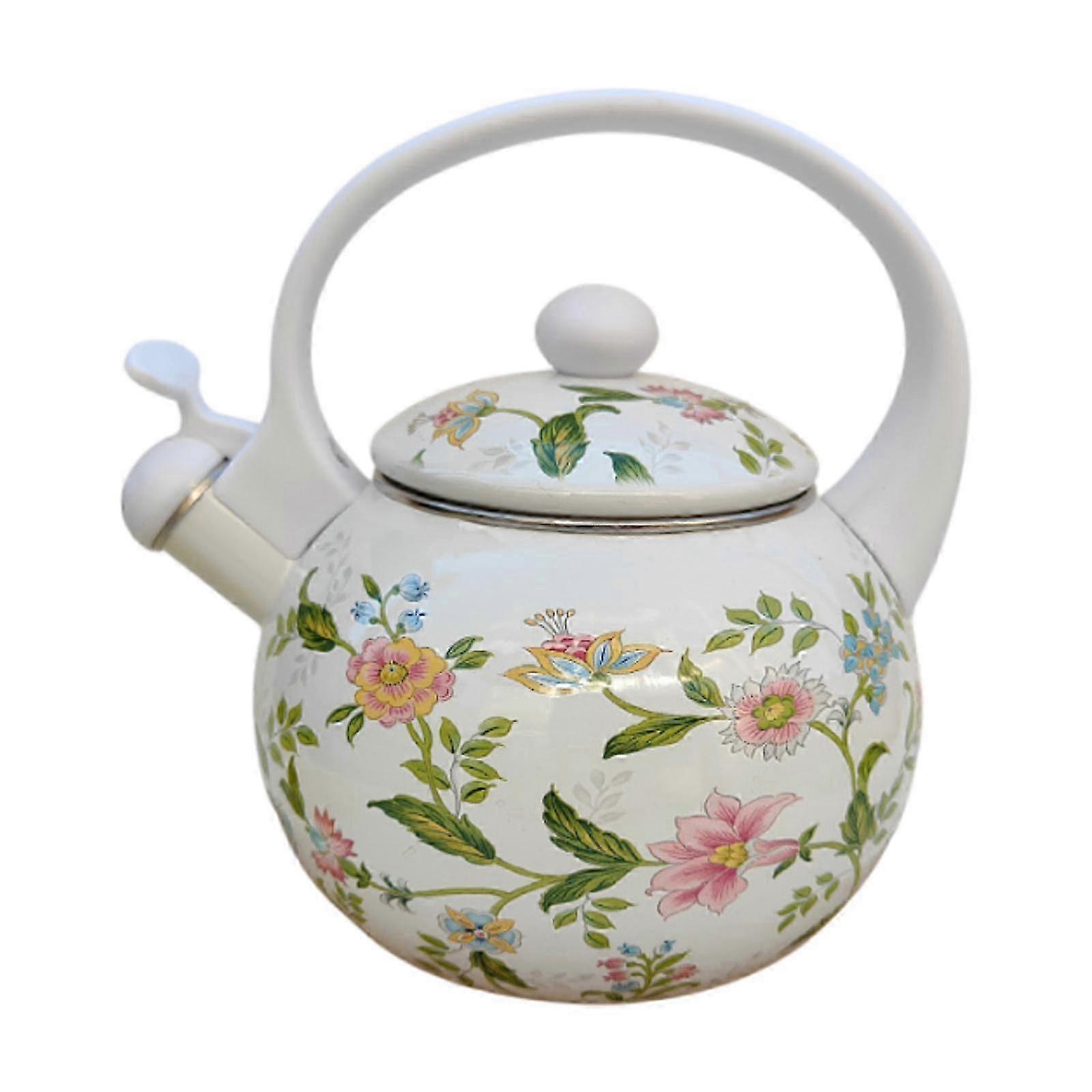 Heat Resistant Enamel Tea Kettle with Comfortable Grip, 2.2L Capacity Ideal for Home, Office, or Parties