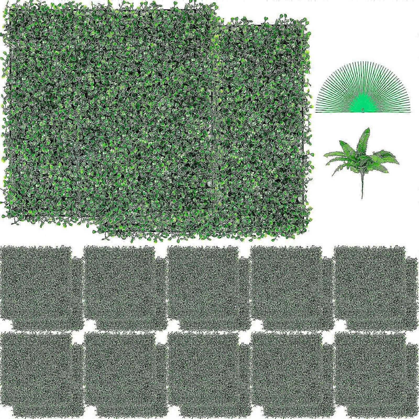 Artificial Boxwood Hedge Wall Panels for Garden Decor, 24 Pieces of 10x10 Decorative DIY Panels