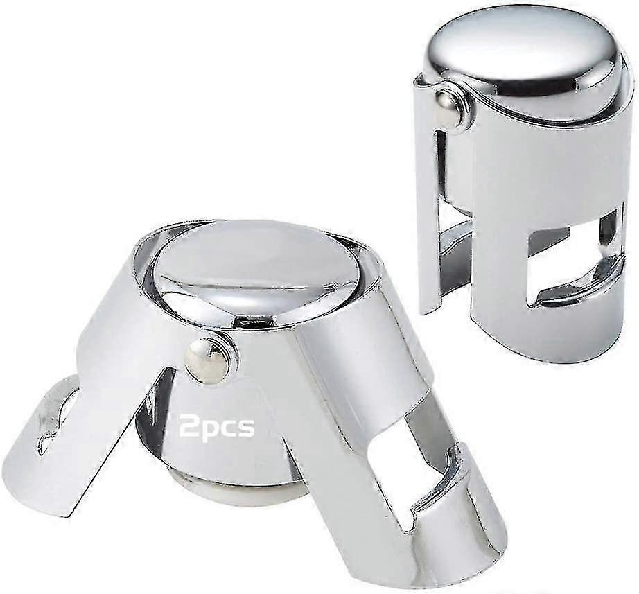 Set of 2 Sparkling Wine Bottle Stoppers - Durable Stainless Steel Stoppers Suitable for Use with Various Wine Bottles