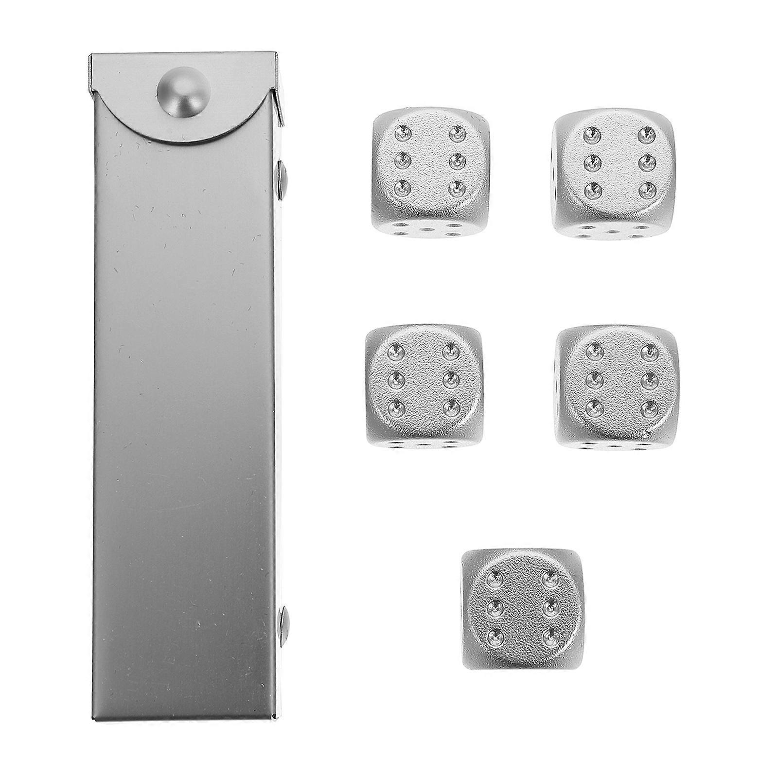 Small Dices for Party Games Made of Aluminium Alloy Silver Color Lightweight and 1 Set