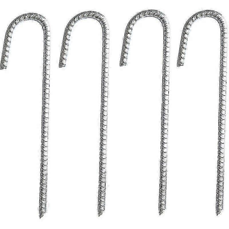 Ağır Hizmet Tipi Galvanizli Çelik J İnşaat Demiri Ankraj Kazıkları - Kayan Yazılar, Çardaklar, Kaleler, Çadırlar, Trambolinler, Zıplamalar, Kampçılık, Futbol Ağları İçin - 4'lü Paket