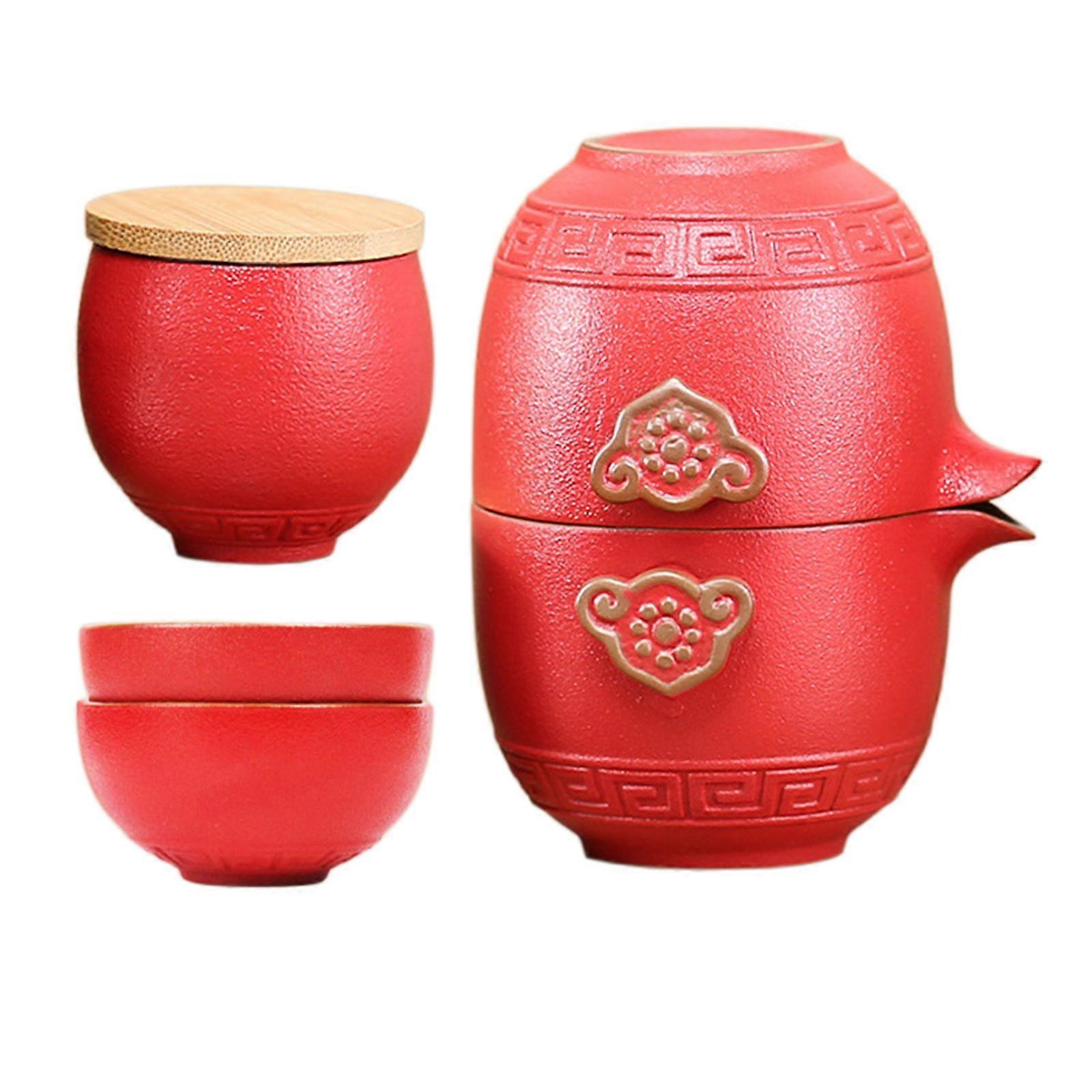 Mini Seyahat Seramik Çaydanlık Seti Çin Çaydanlık, Çay ile Porselen Çay Fincanları