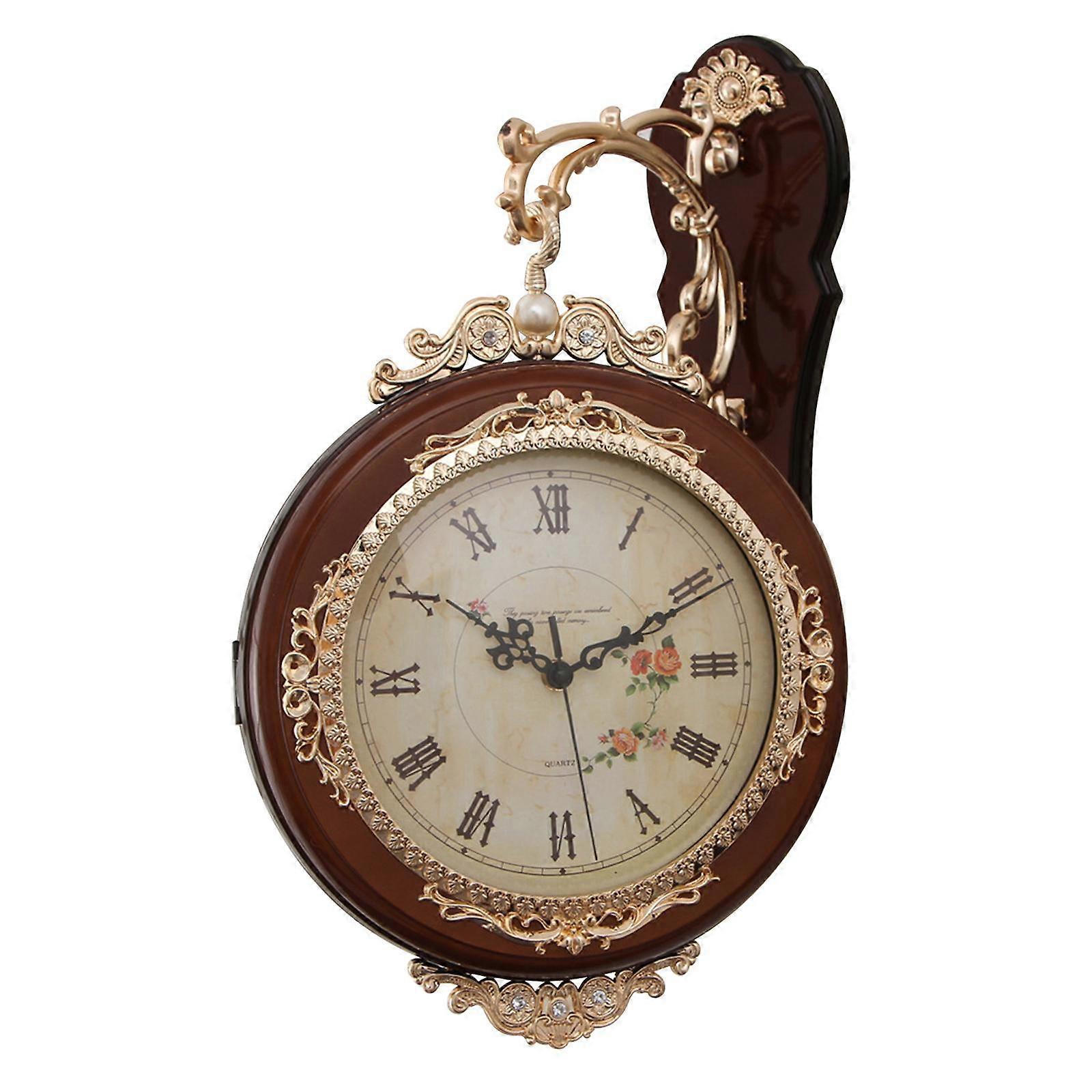 Double Sided Wall Clock Hanging Clocks Quiet Round Wall Mount Decorative Clock