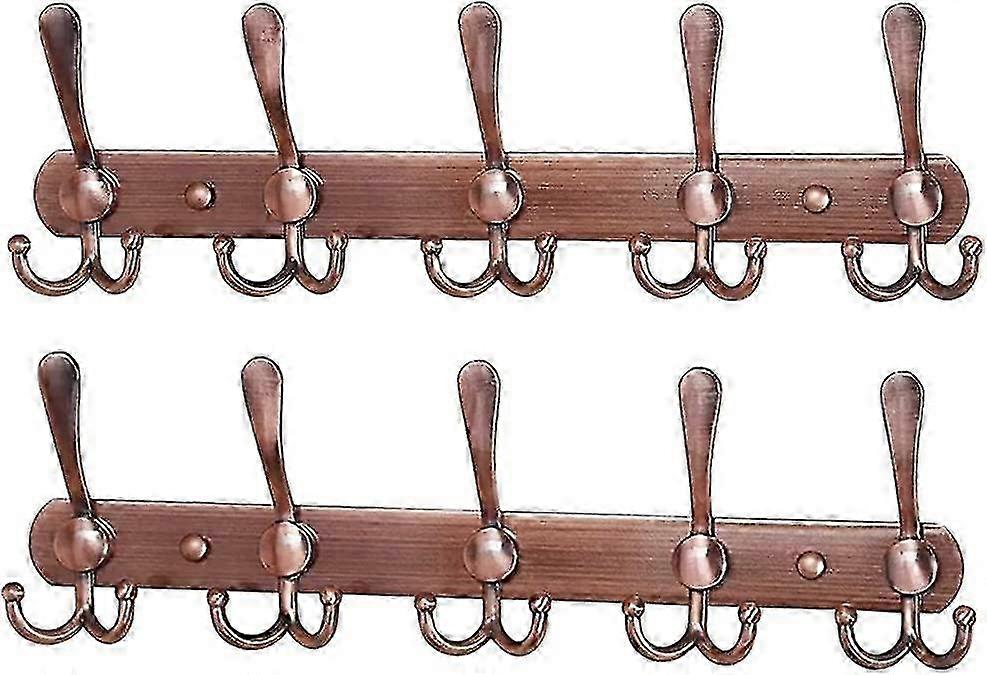 Stainless Steel Wall Coat Rack - 15 Gold Hooks for Hanging