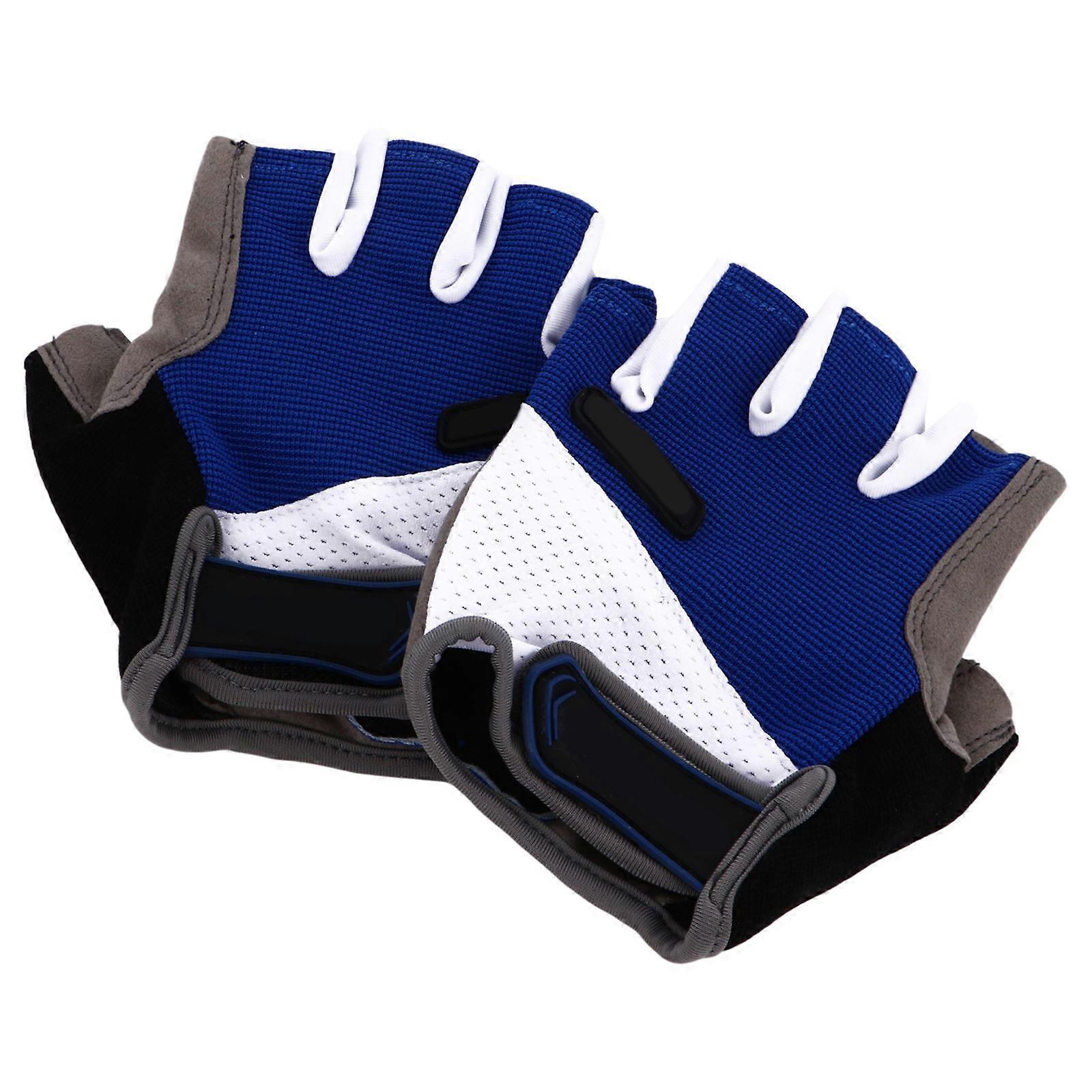 Breathable Bike Gloves Cycling Gloves Half Finger Road Riding Gloves for Outdoor Cyclists Blue L 1 Pair