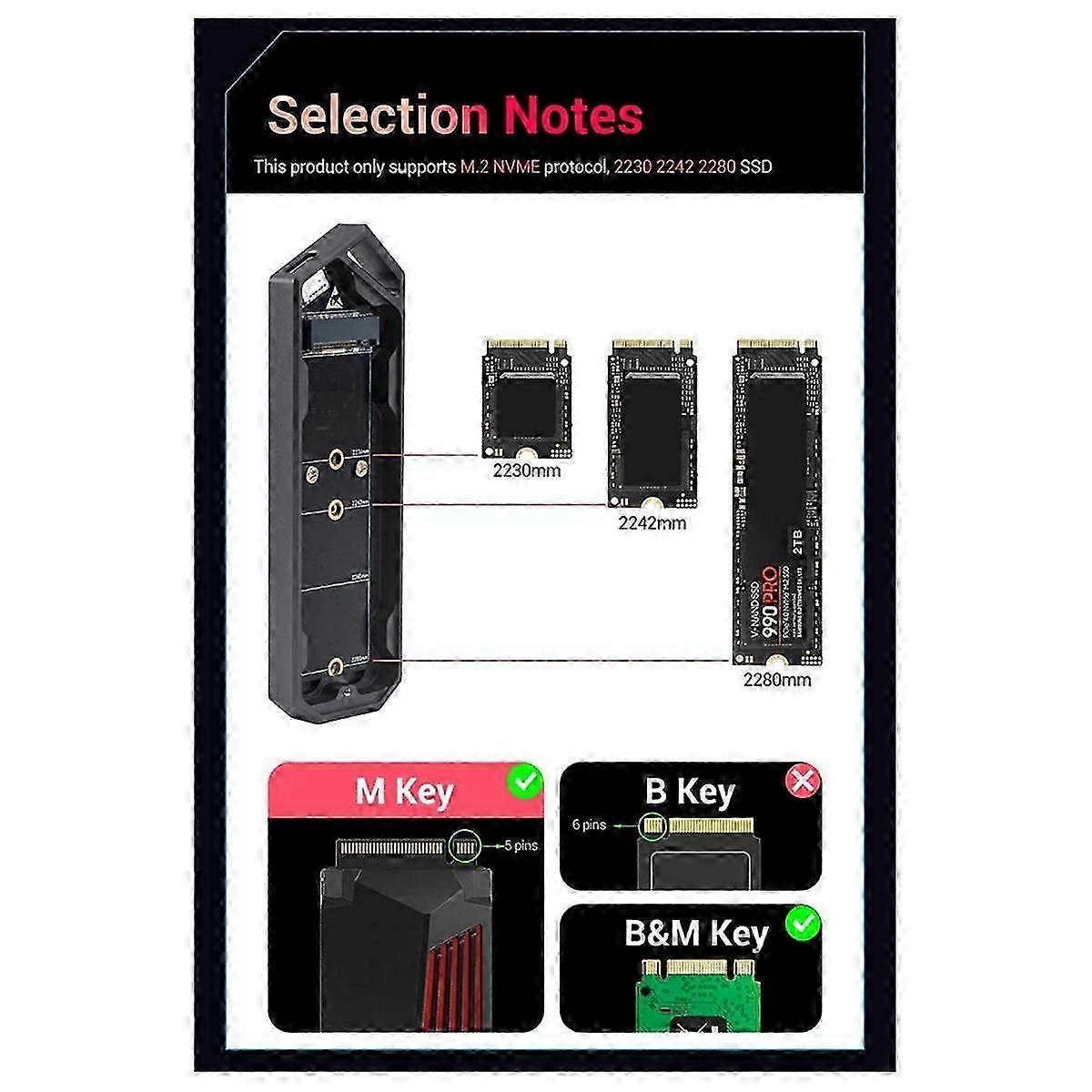 حافظة بروتوكول مزدوج M2 SSD NVMe USB 3.1 Type C Gen2 10 جيجابت في الثانية حاوية سبائك الألومنيوم M.2 NVMe هارد DrGray SZRH A-V