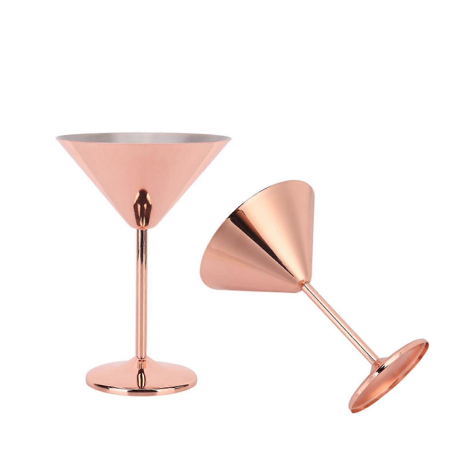 Martini Gläser 2er Set, 220ml Edelstahl, unzerbrechlich, Roségold