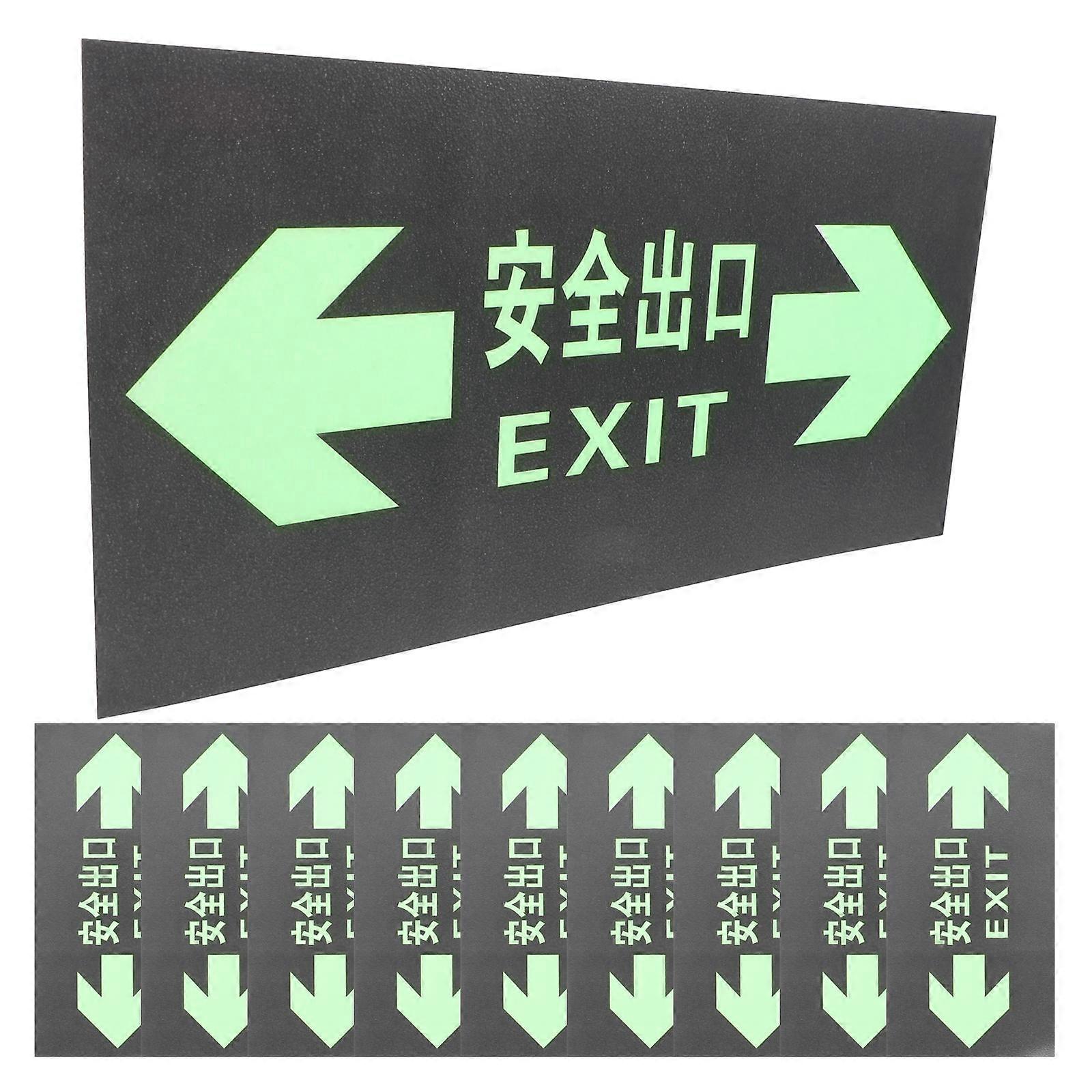 Vertical Exit Sign Glow In The Dark Decals Emergency Exit Indication For Fire Exit Public Buildings 10Pcs