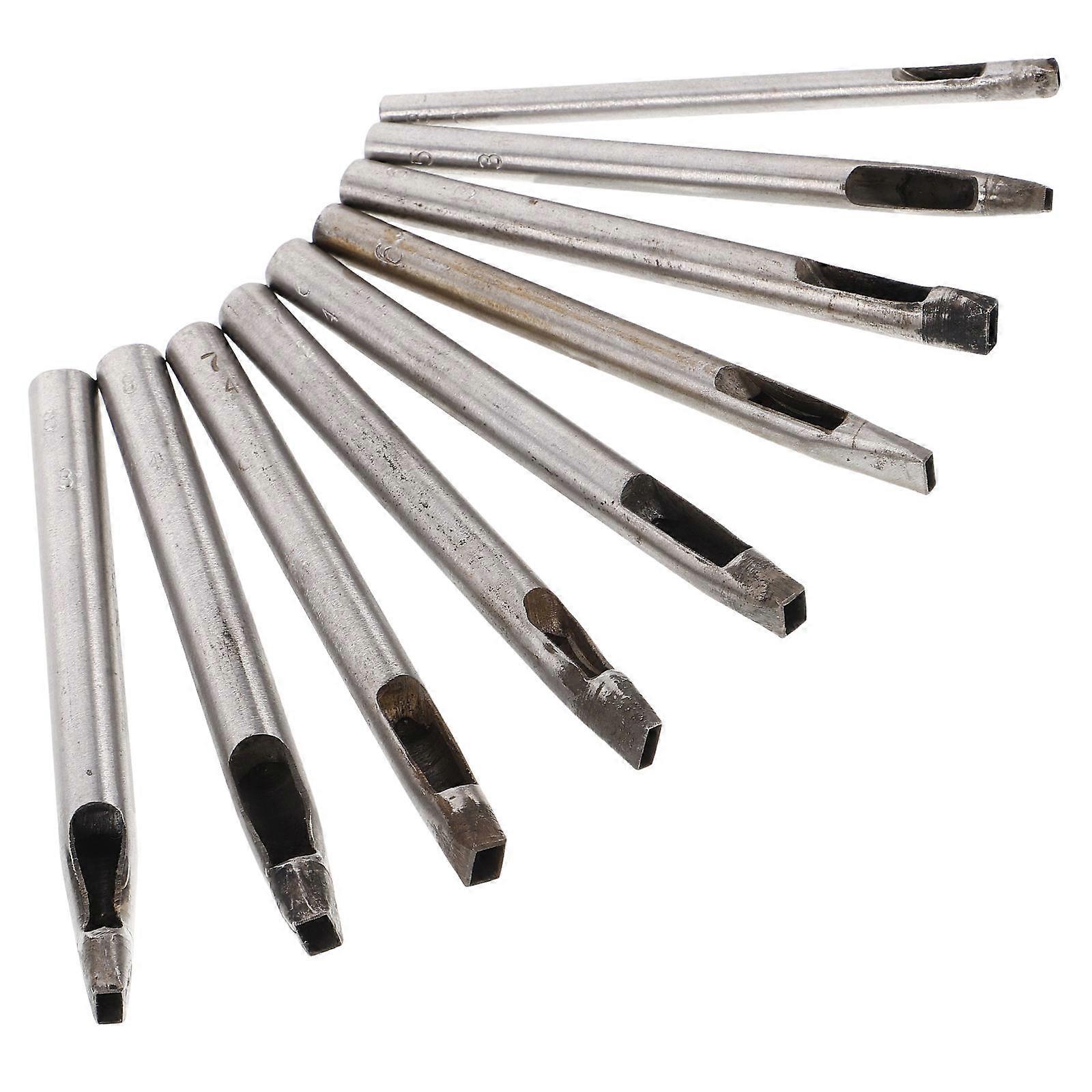 Belt Puncher Supplies Square Corner Rectangular Shape Steel Fabric Hole Puncher For Belts 9Pcs