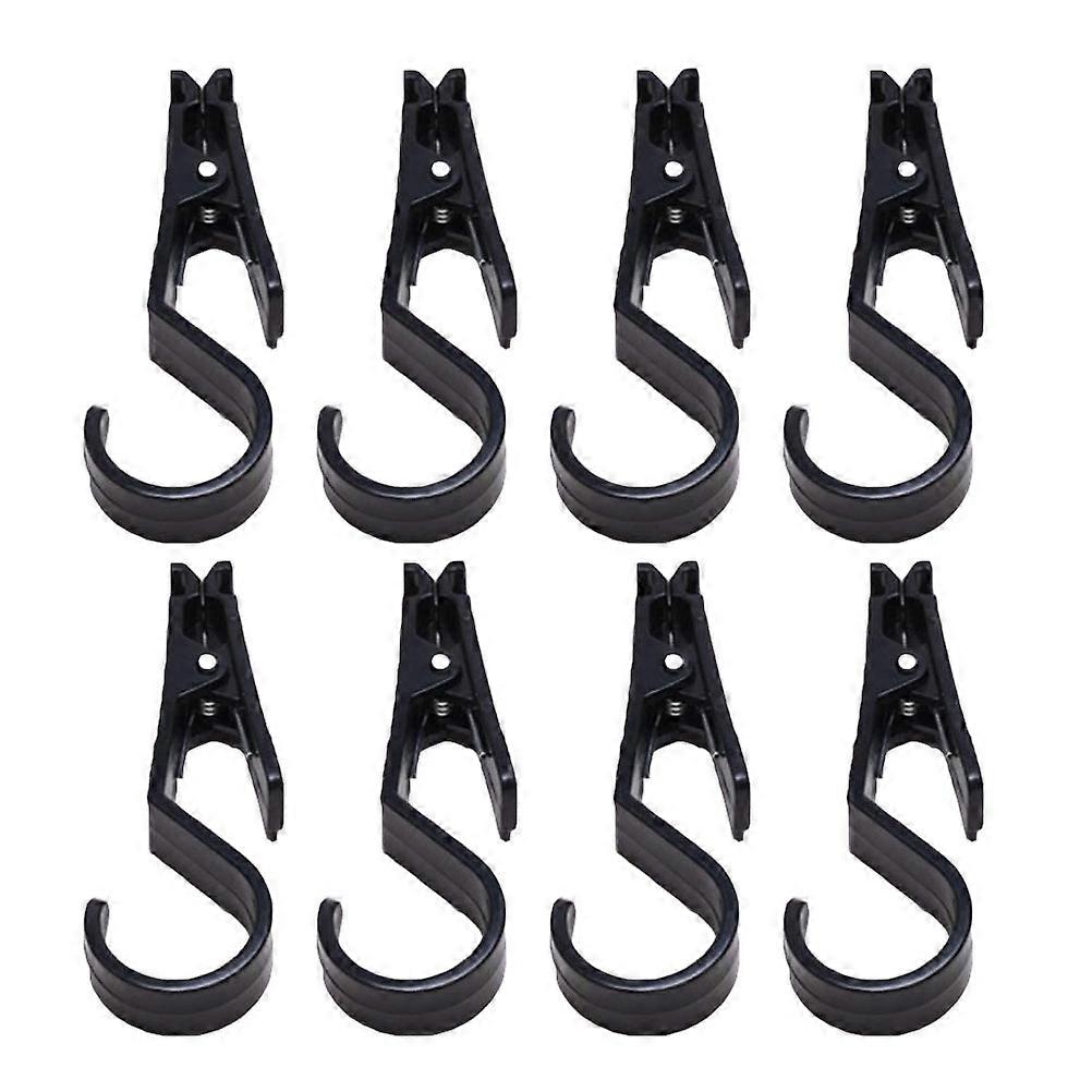 Practical Black Plastic Clip Hooks for Outdoor Use and Durable 8 Pieces