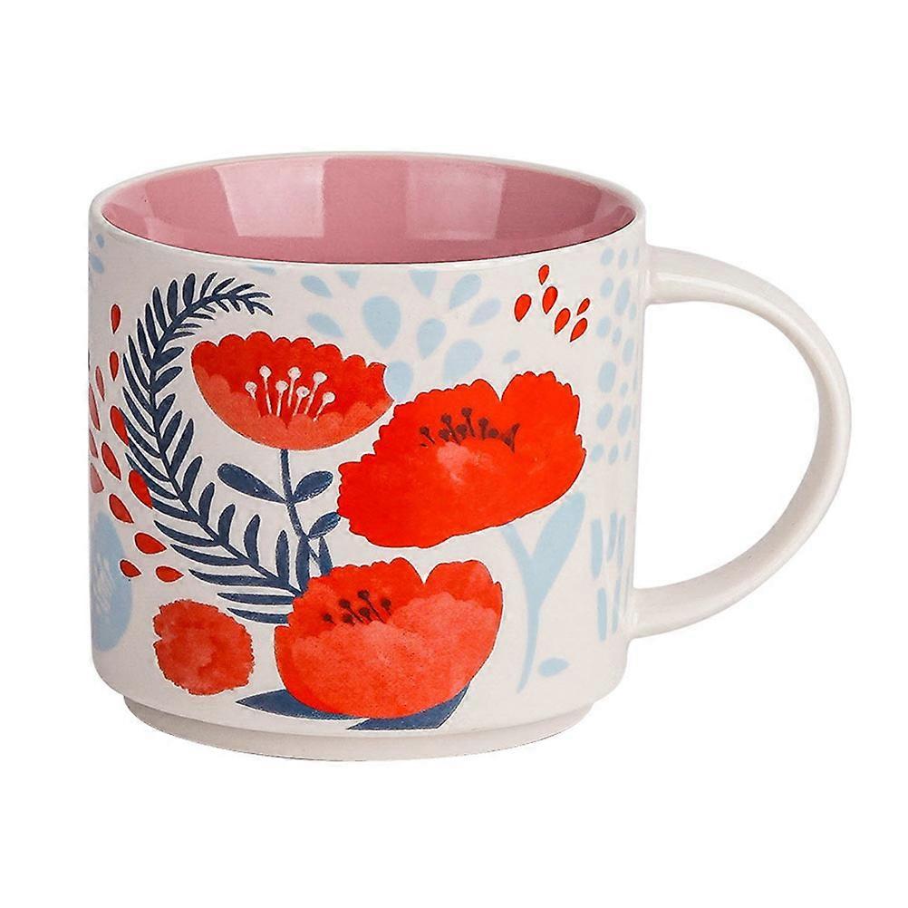 Coffee Mug Ceramic Round Shape Smooth Edges For Families and Friends Home Use Pink 14X9.8CM 450ML 1Pack