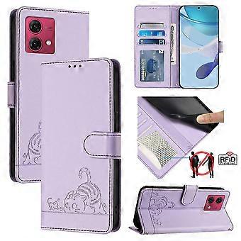 Cat Pattern PU Protective Case for Moto G84 5G