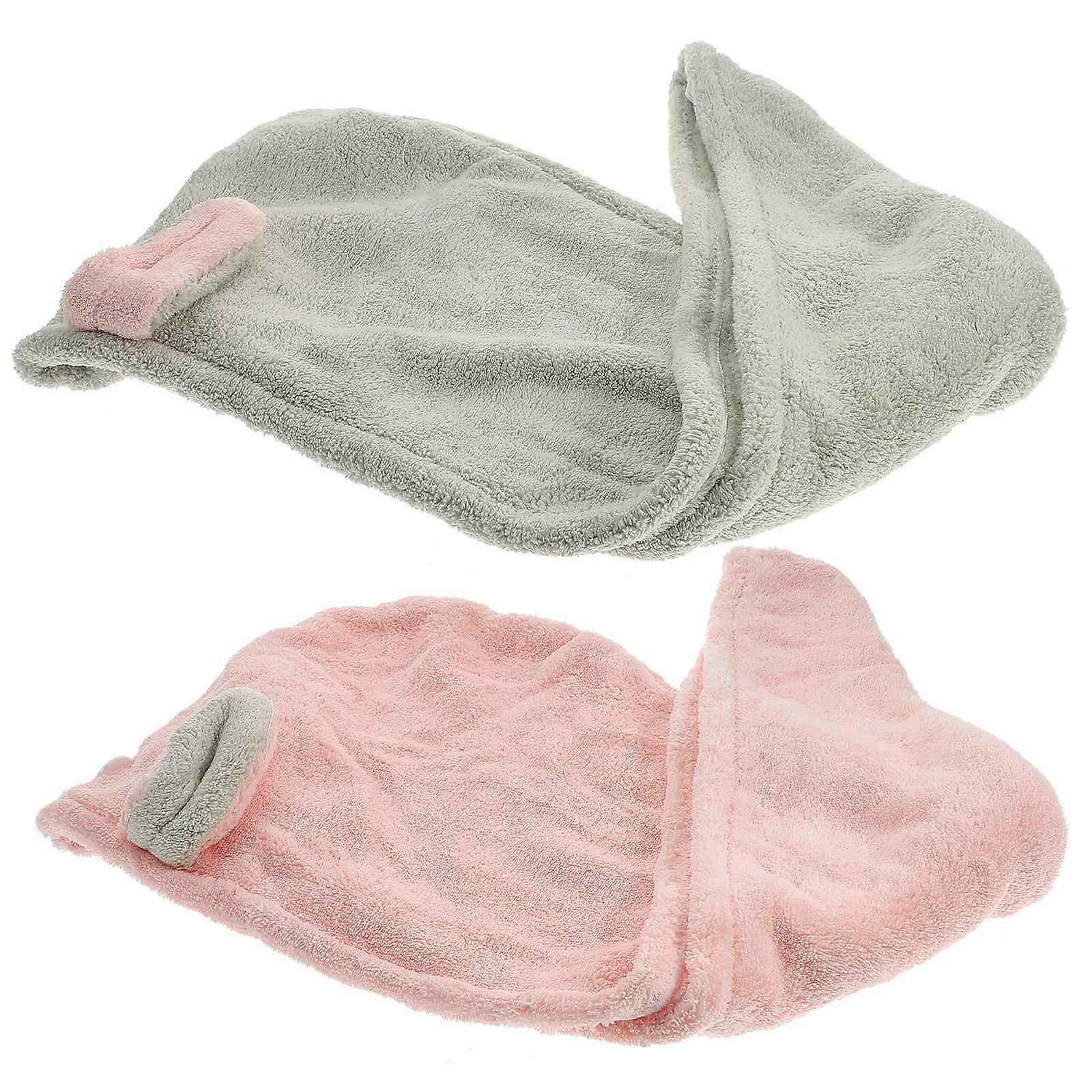 Travel Bath Products Fast Dry Water Absorption Coral Fleece Towel Rabbit Ear Design 2Pcs