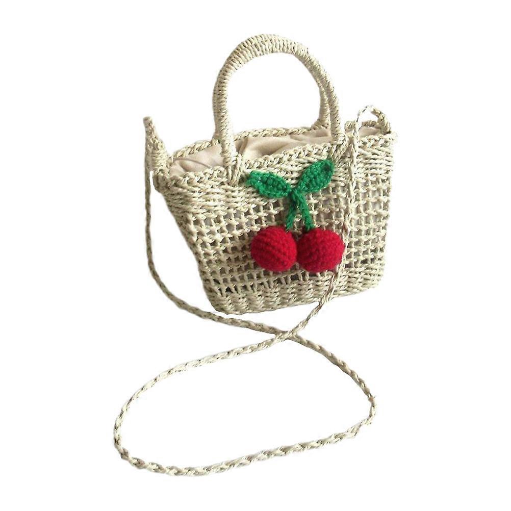 Portable Storage Bag for Kids in Beige Color with Straw Weaving and Adorable Shape Suitable for Many Occasions