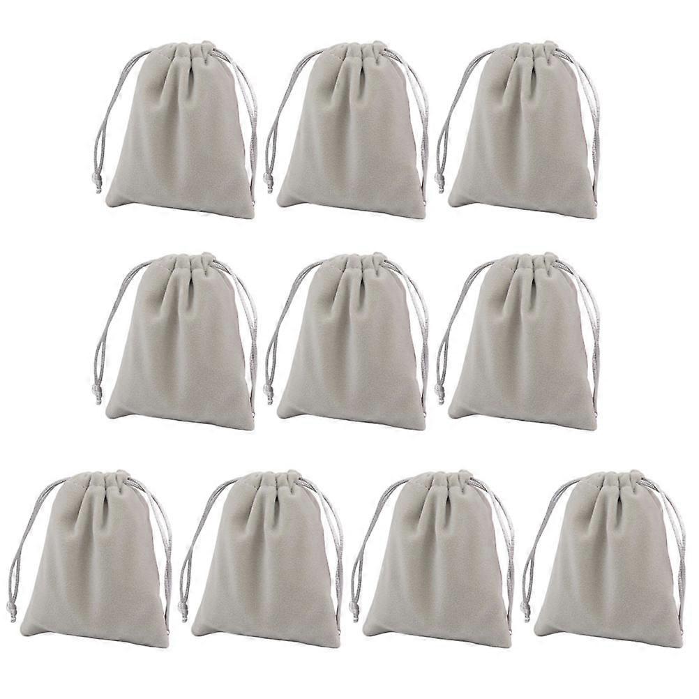 Necklace Storage Pouch Drawstring Pouch Grey 12x10cm present Bag Wedding 10Pcs