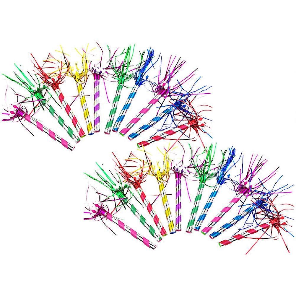 Paper Blower Noisemakers Whistles Assorted Color Tassel Design For Guests 20Pcs