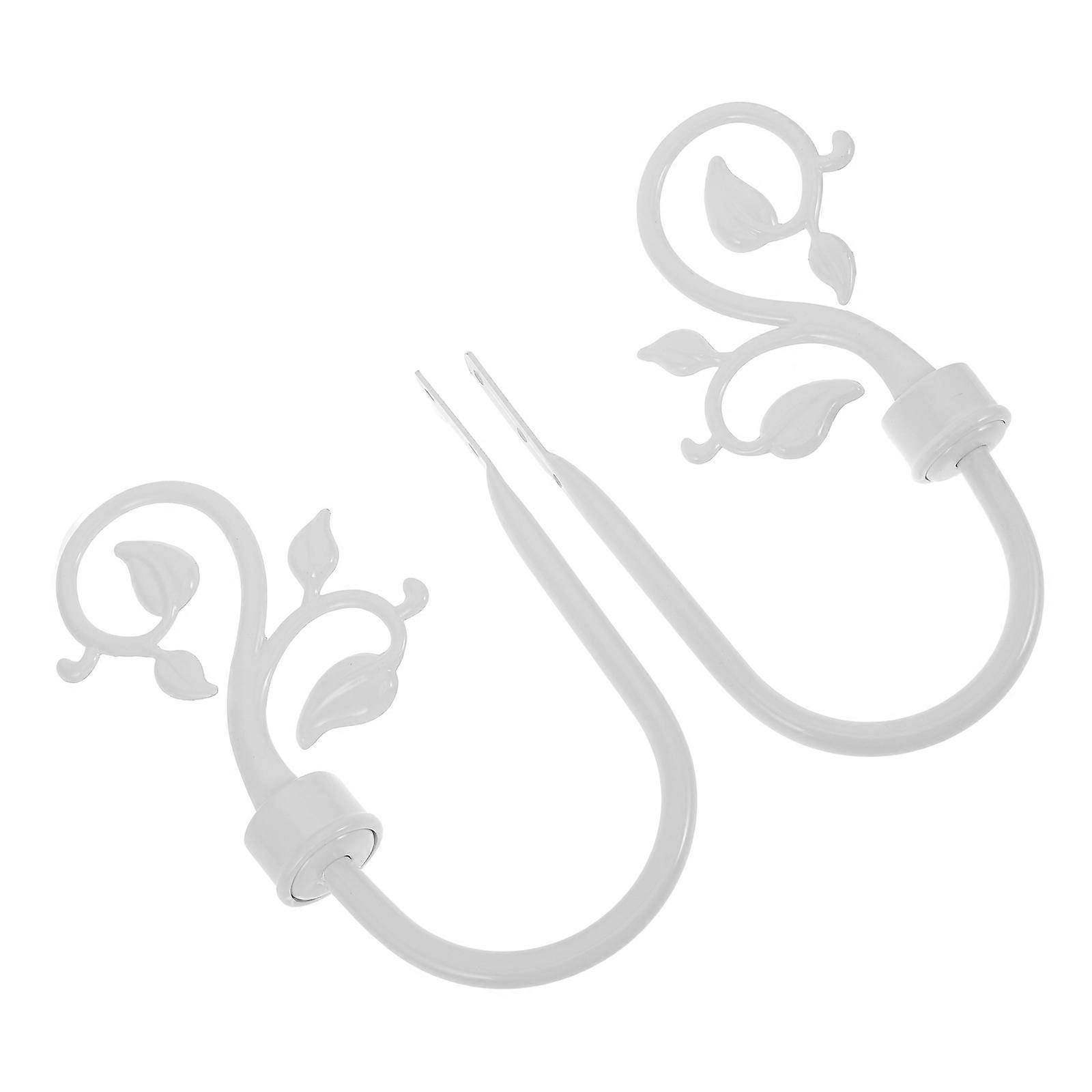 Leaf Design Curtain Tiebacks Wall Mounted Hooks for Drapery Clothes Coats Towels Elegant Metal Holdbacks No Drill Installation