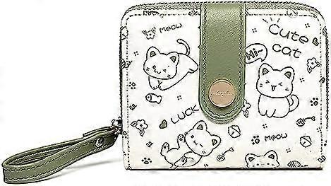 11.5x3x9cm Trendy Children's Wallet with Kawaii Cat Print, Wallet with Outer Zipper Pocket for Coins, Wallet with Compartments