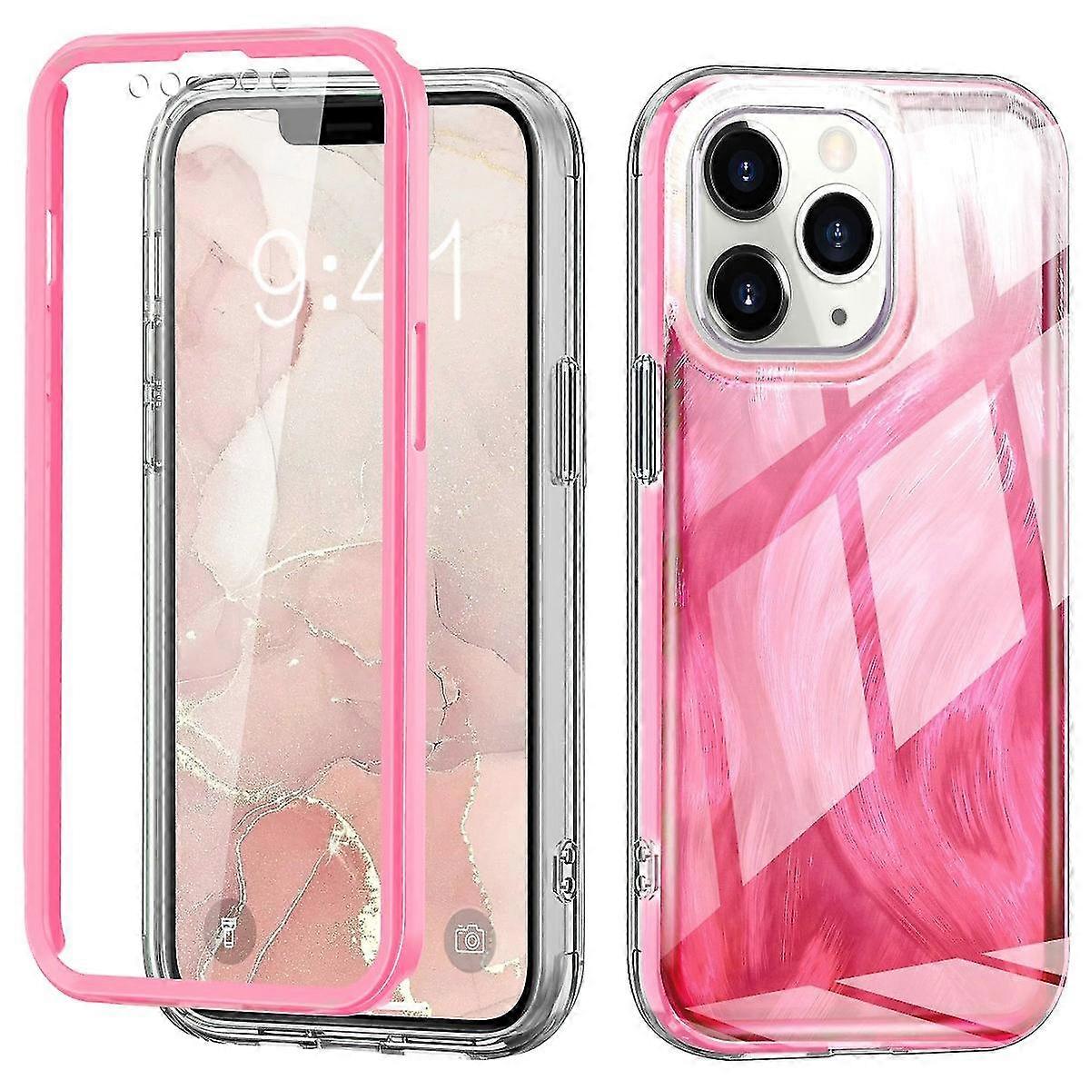 For Certain Brand Compatible Phone PC+TPU Case Gradient Feather Pattern Drop-proof Back Cover - Green