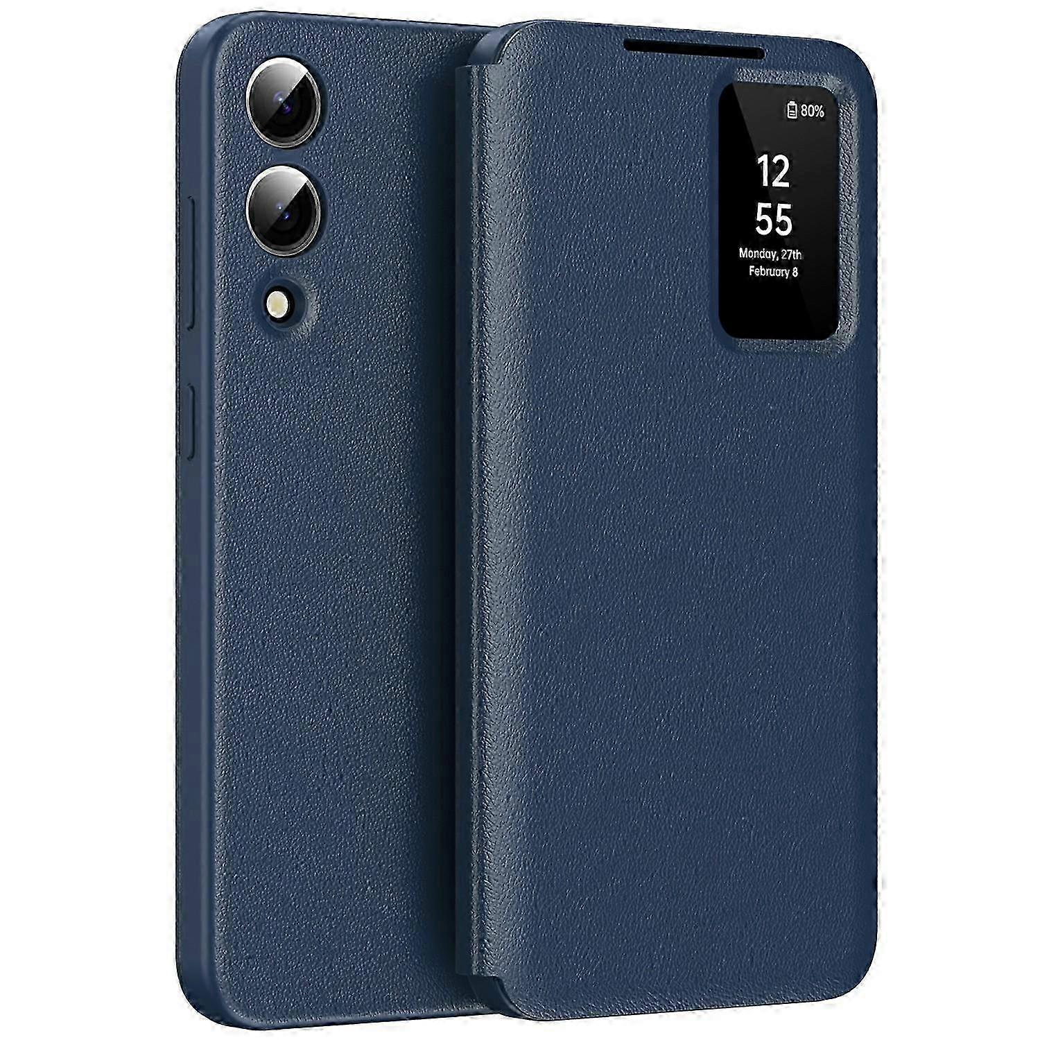 Galaxy S25 Edge Case with Card Holder & Smart View Window - Leather Phone Cover in Lavender