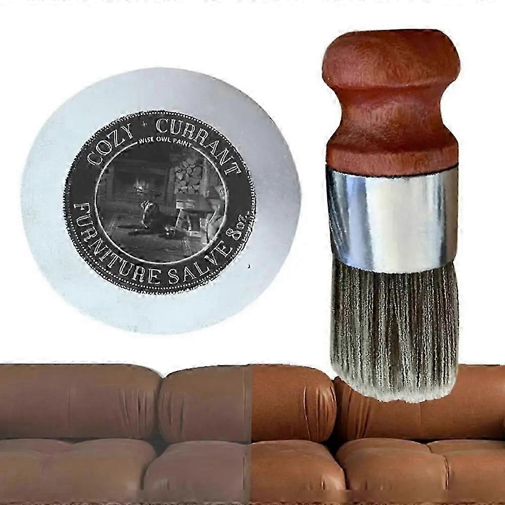 ワイズフクロウ家具革用軟膏 イノシシ毛ブラシ付き