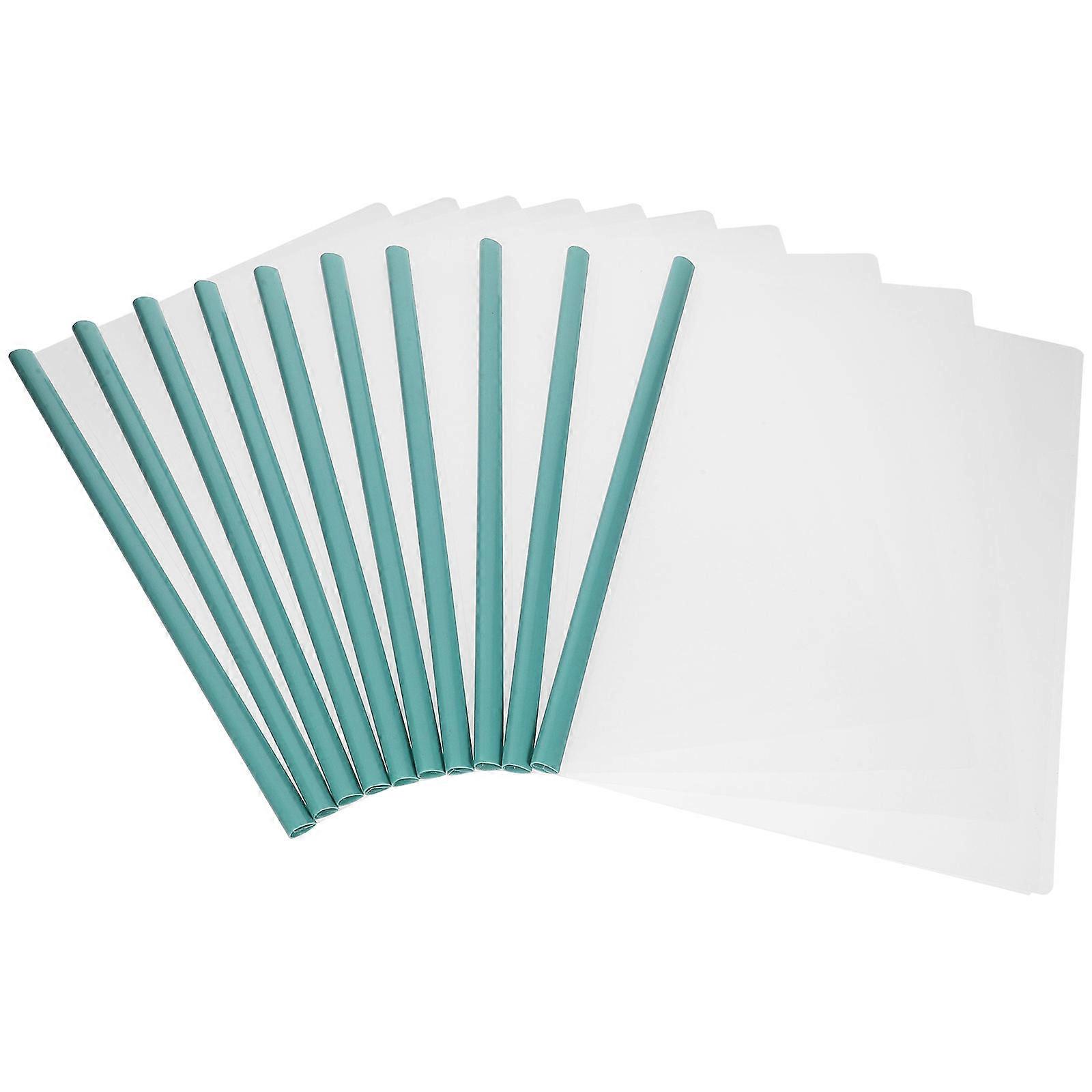 10pcs Plastic Presentation Folders with Sliding Bar Document File Covers for Office School Paper Organization Slip Lever Clips Included